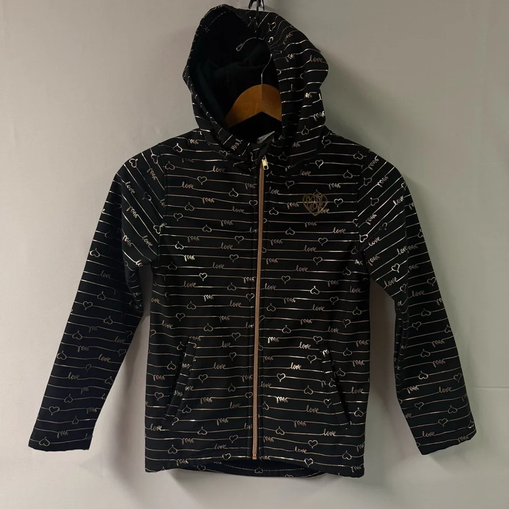 Body‎ Globe Kids Girls Allover Print Softshell Jacket Black Size 10-12 Outerwear